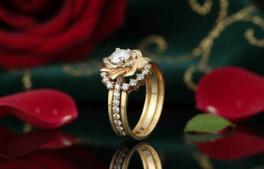Bague Rose Solitaire : La Romance à l'État Pur Capturée dans l'Or et le Diamant