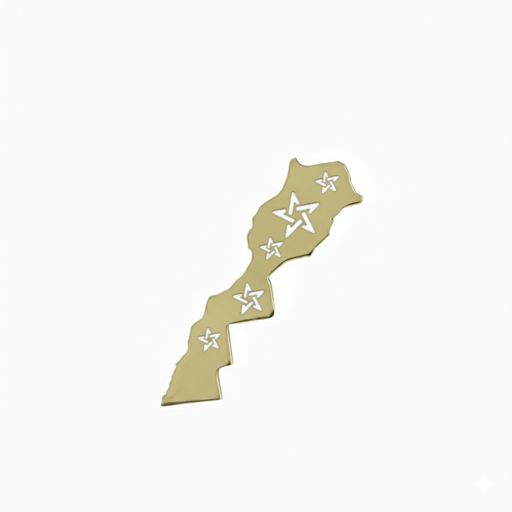 Broche Carte Du Maroc en Or 18K