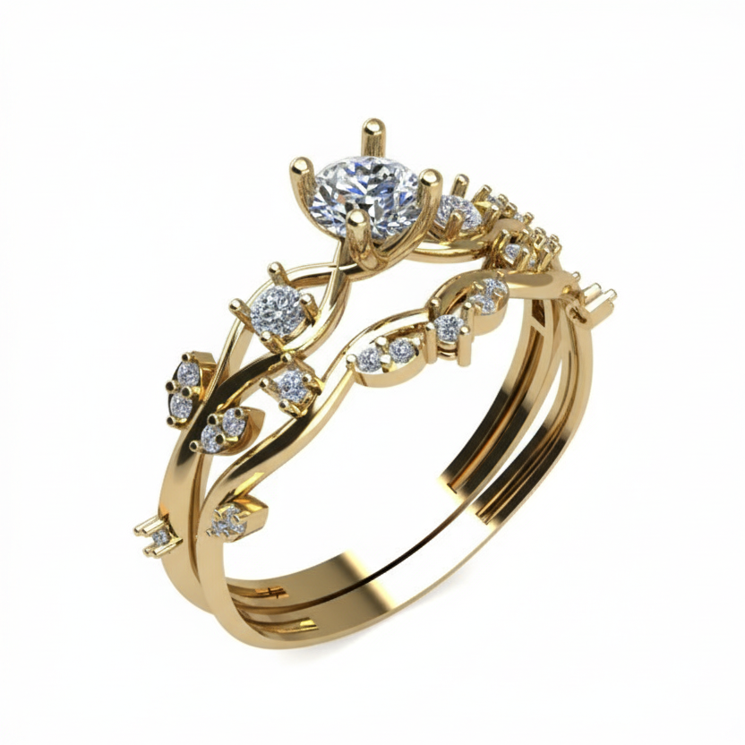 Crowny 18K Gold Engagement Ring