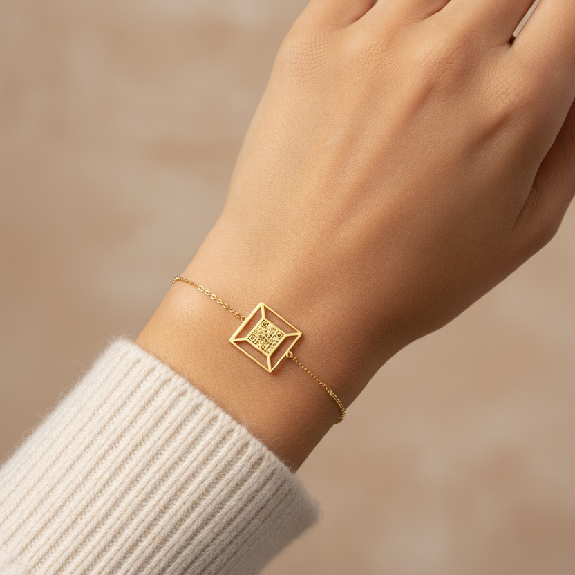 Bracelet Cubic QR En Or 18K