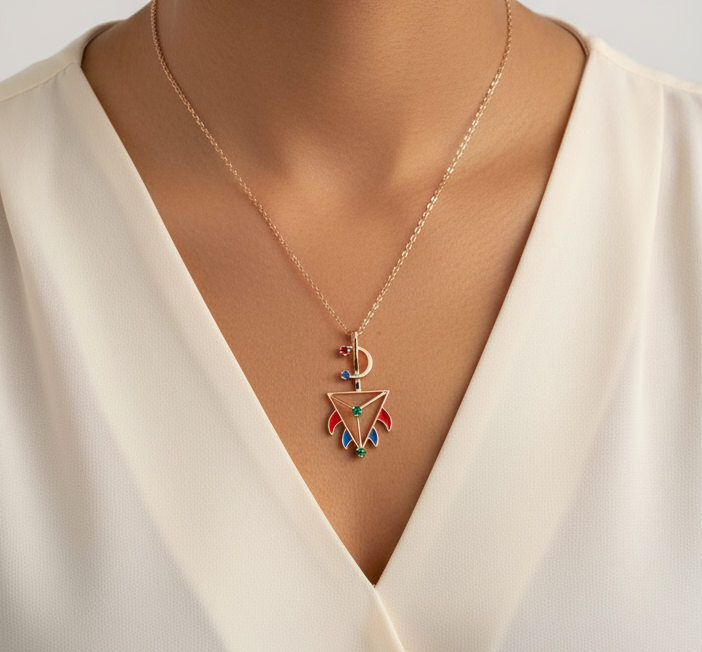 Flame d’AZOR émaillée en Or 18K