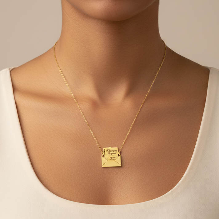 Collier Enveloppe Magique Personnalisé en Or 18K