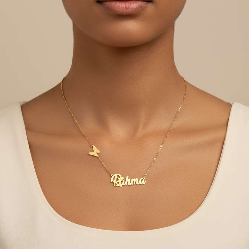 Collier Prénom Papillon (Fr) en Or 18K