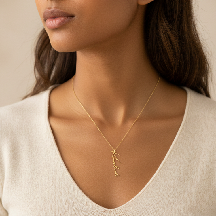 Collier Prénom Signature En Or 18K