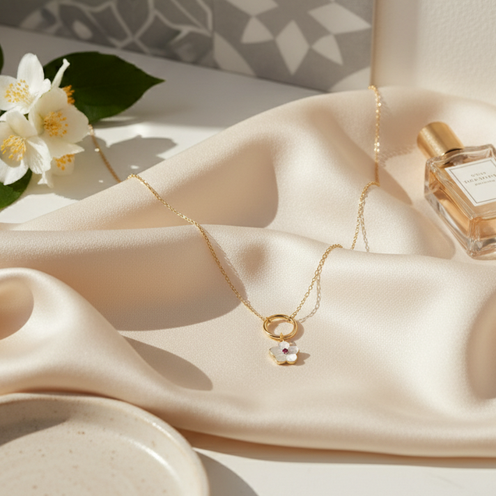 Ivory Flower in 18K Gold