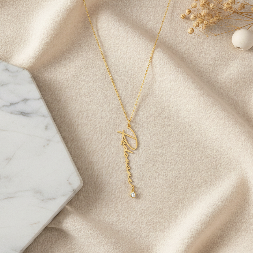 Collier Prénom Signature Brillant En Or 18K