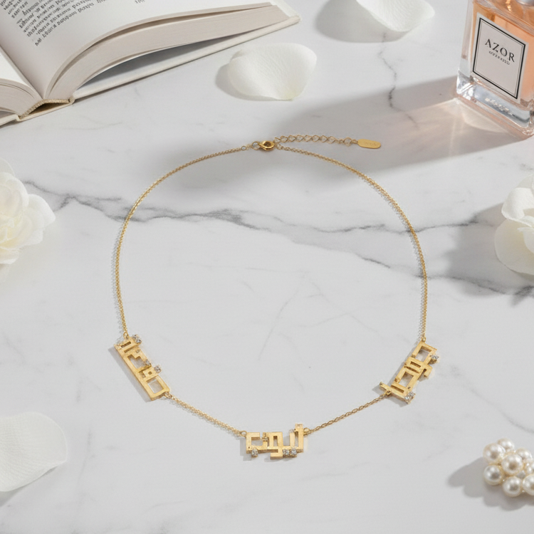 Collier Triple Kuffi Serti en Or 18K