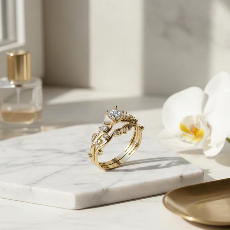 Crowny 18K Gold Engagement Ring