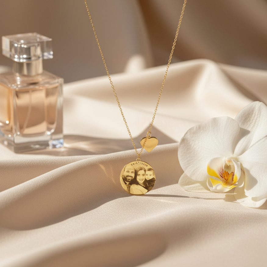 Collier Personnalisé Avec Photo en Or 18K