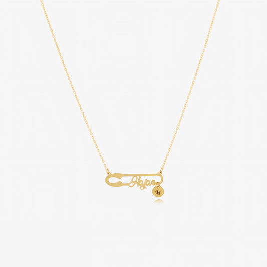 Collier Epingle Avec prénom Personnalisé en Or 18K