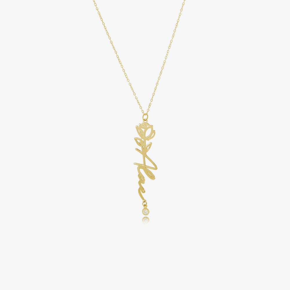 Collier Rose Personnalisée En Or 18k