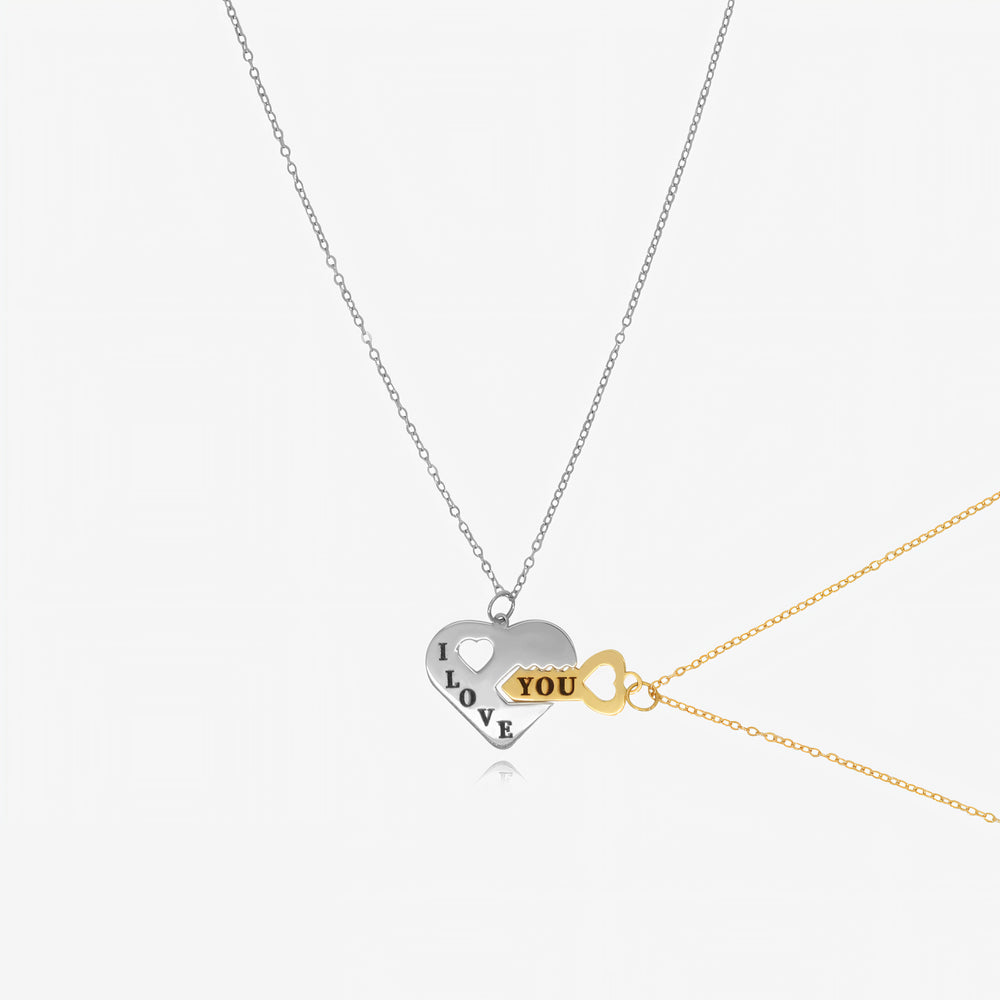 Collier heart And Key En Or 18K