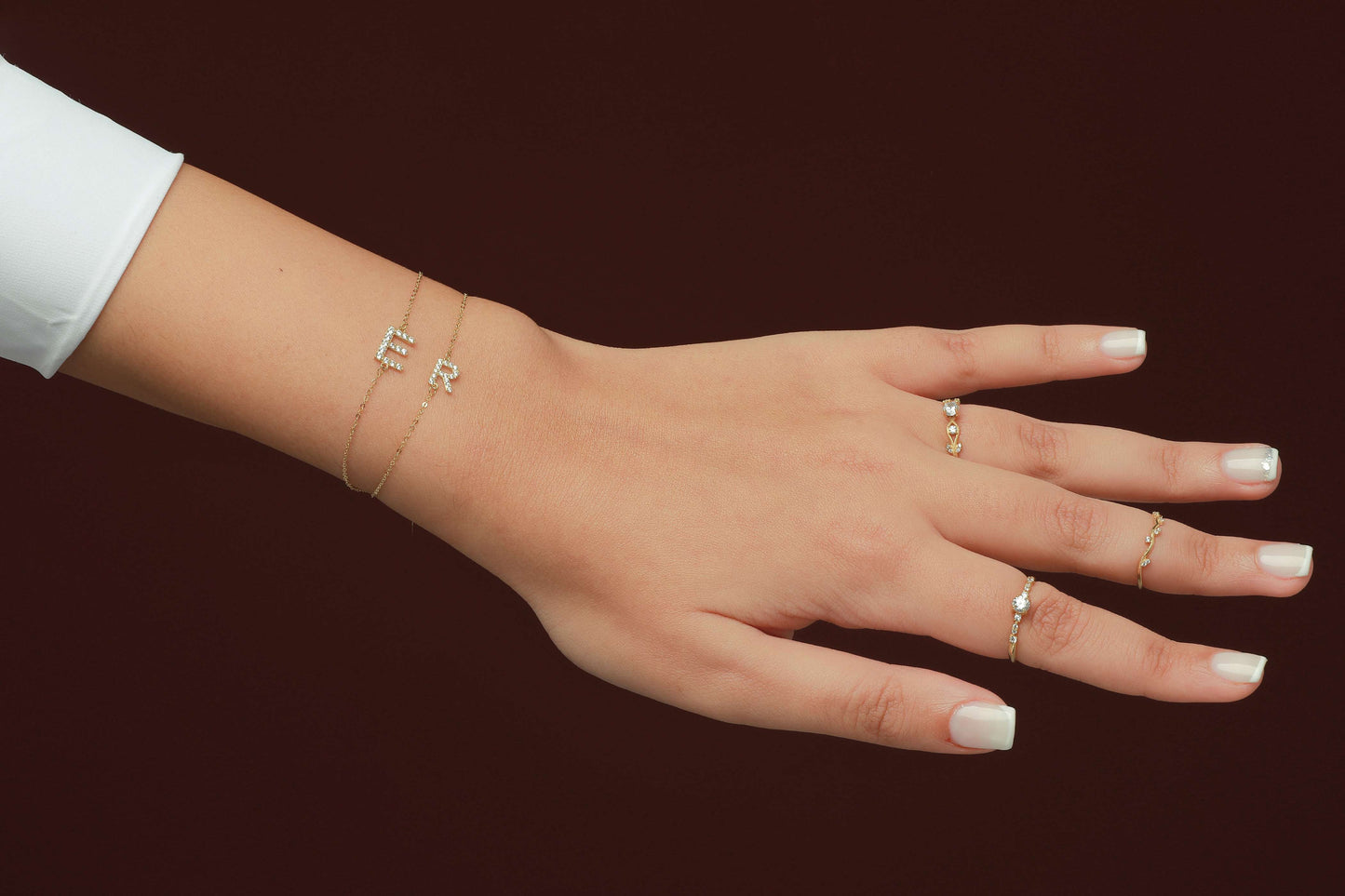 Bracelet Personnalisé avec Initial en Or 18K serti Diamant naturel