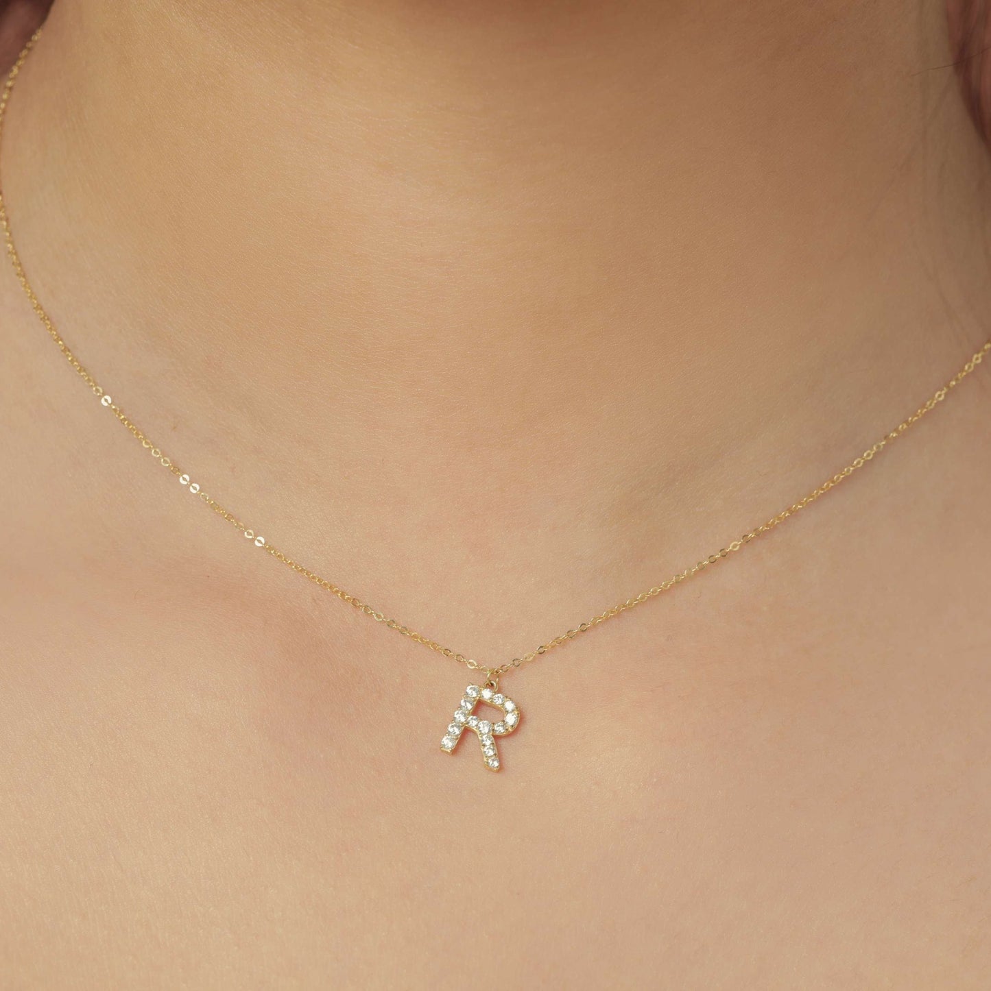 Collier Personnalisé avec initial en Or 18K serti Diamant naturel