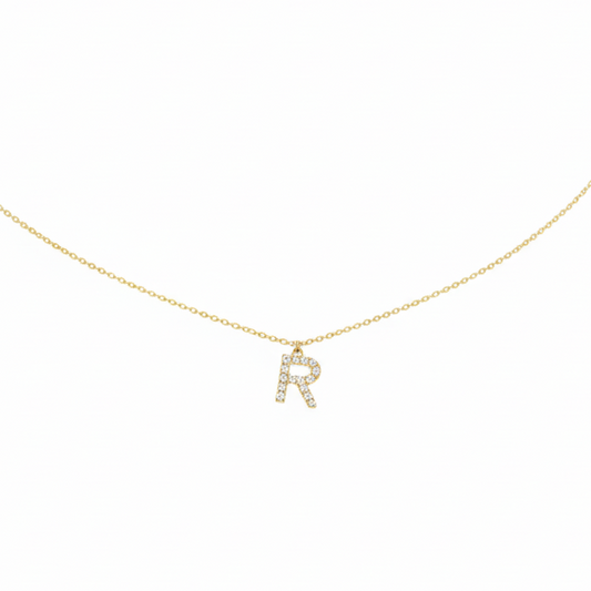 Collier Personnalisé avec initial en Or 18K serti Diamant naturel