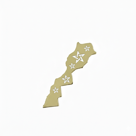 Broche Carte Du Maroc en Or 18K