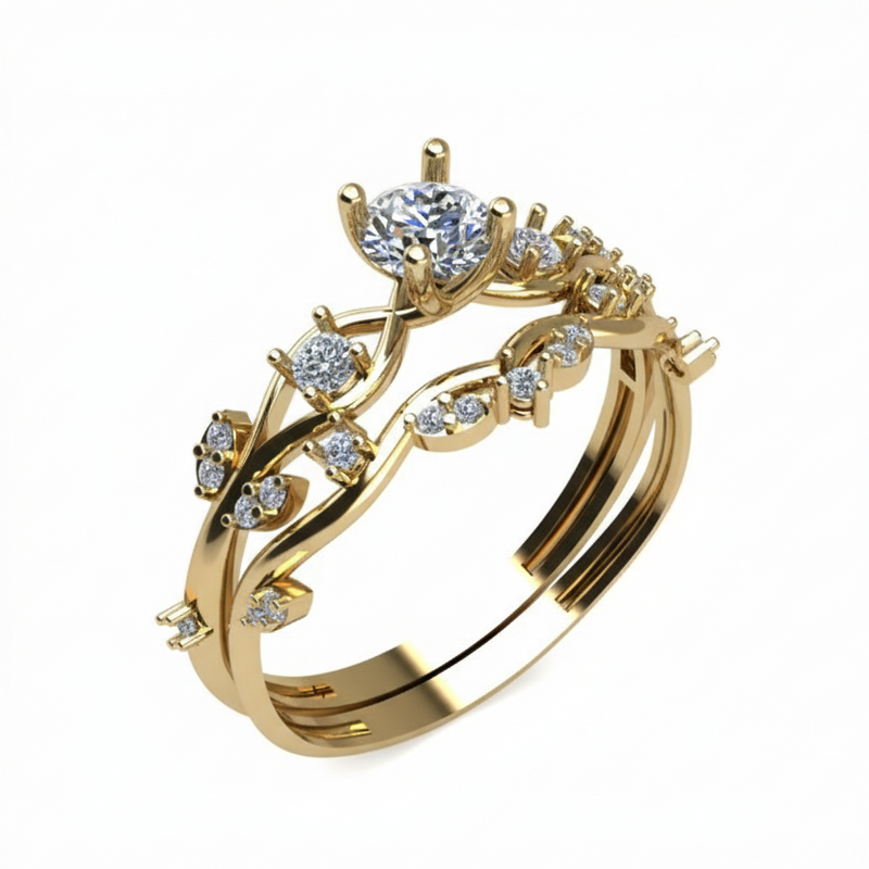 Bague Fiançaille Crowny en Or 18K