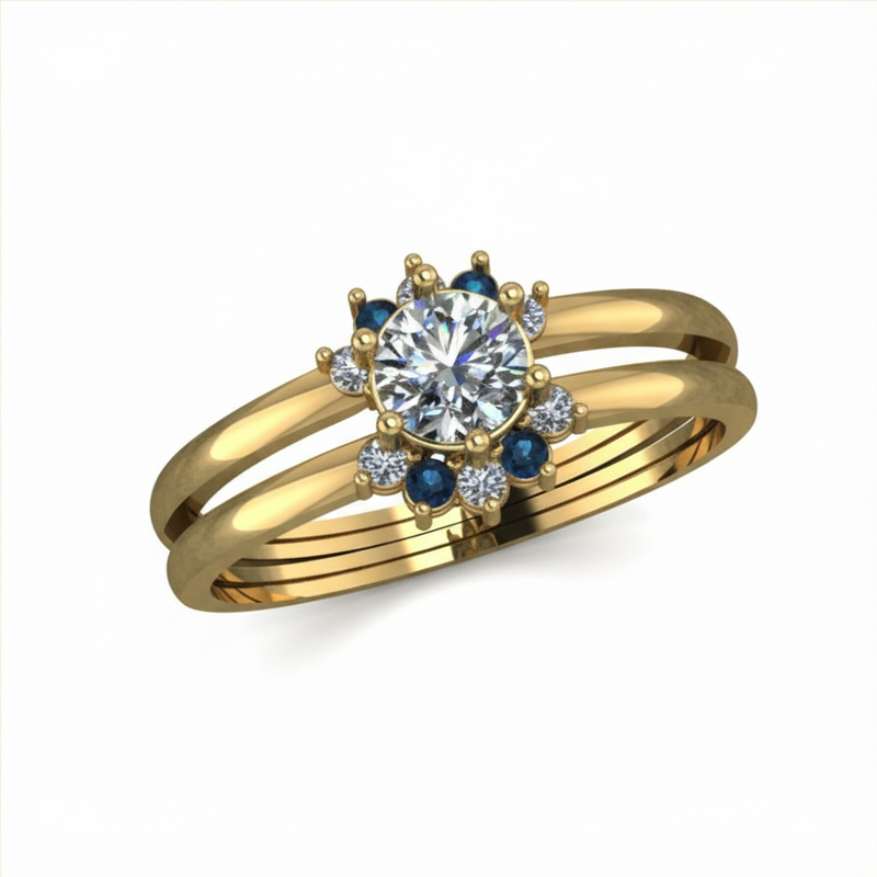 Bague Fiançaille Mi-Margueritte  en Or 18K