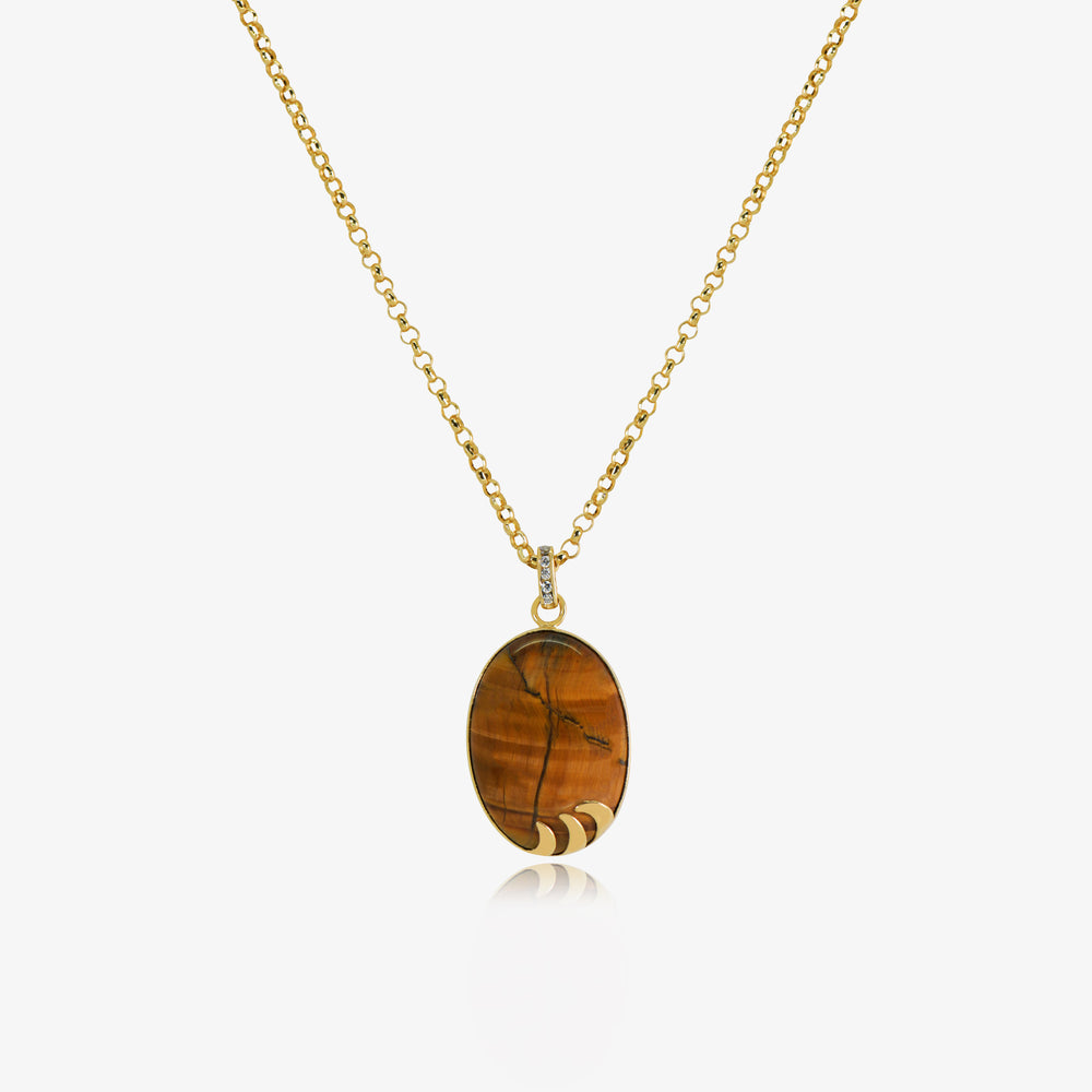Collier Naya En Or 18K - Oeil du tigre naturelle