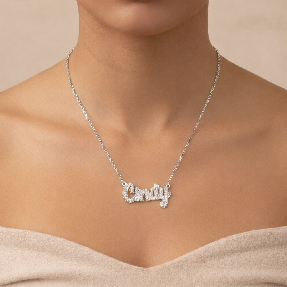 Collier Prénom serti en Argent massif