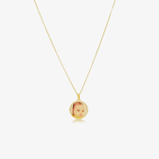 Collier Médaillon Personnalisé Avec Photo Couleur en Or 18K