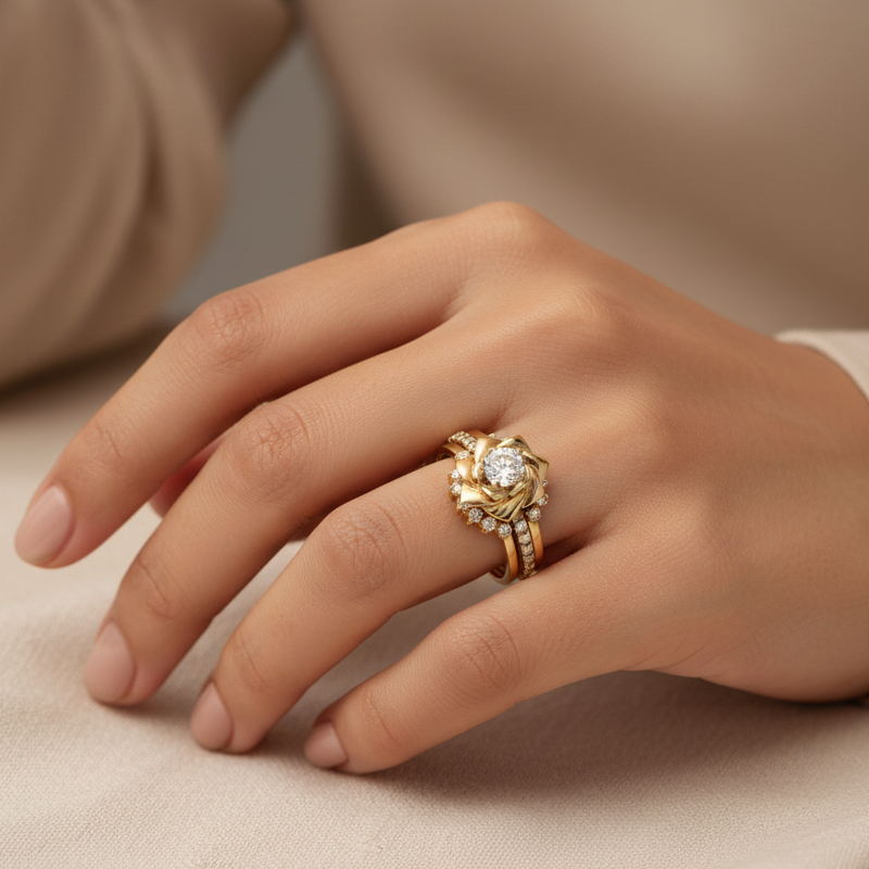 Rose Solitaire En Or 18K