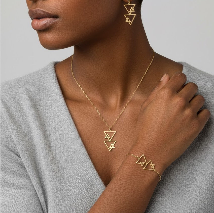 Ensemble Triangle d'OR en Or 18K