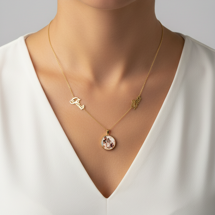 Collier Double Prénom Photo