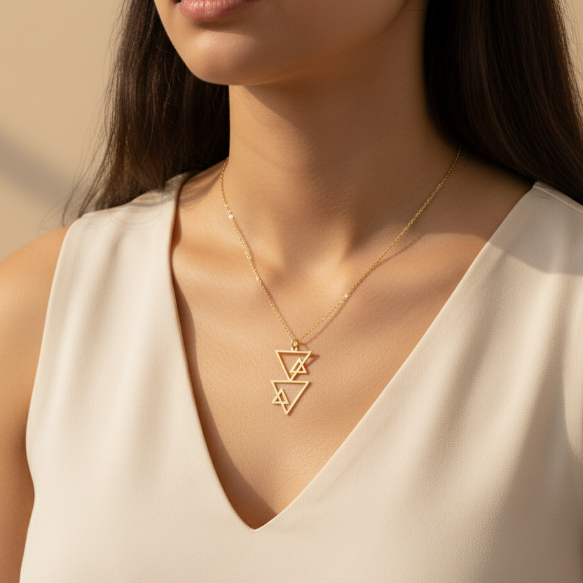 Gold Triangle Necklace in 18K Gold