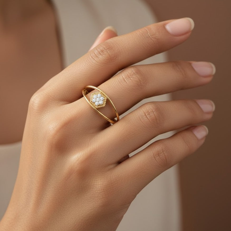 Bague Cristal en Or 18K