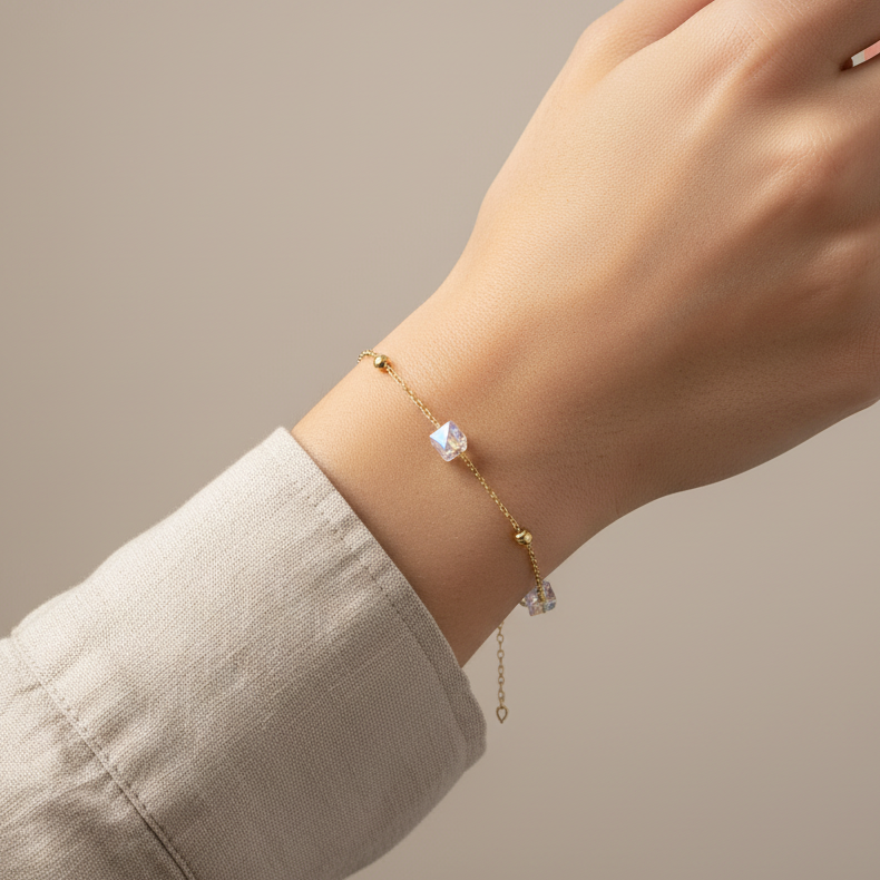 Bracelet Cristaline En Or 18K