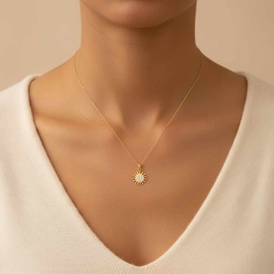 قلادة الشمس من الذهب عيار 18 قيراطًا 