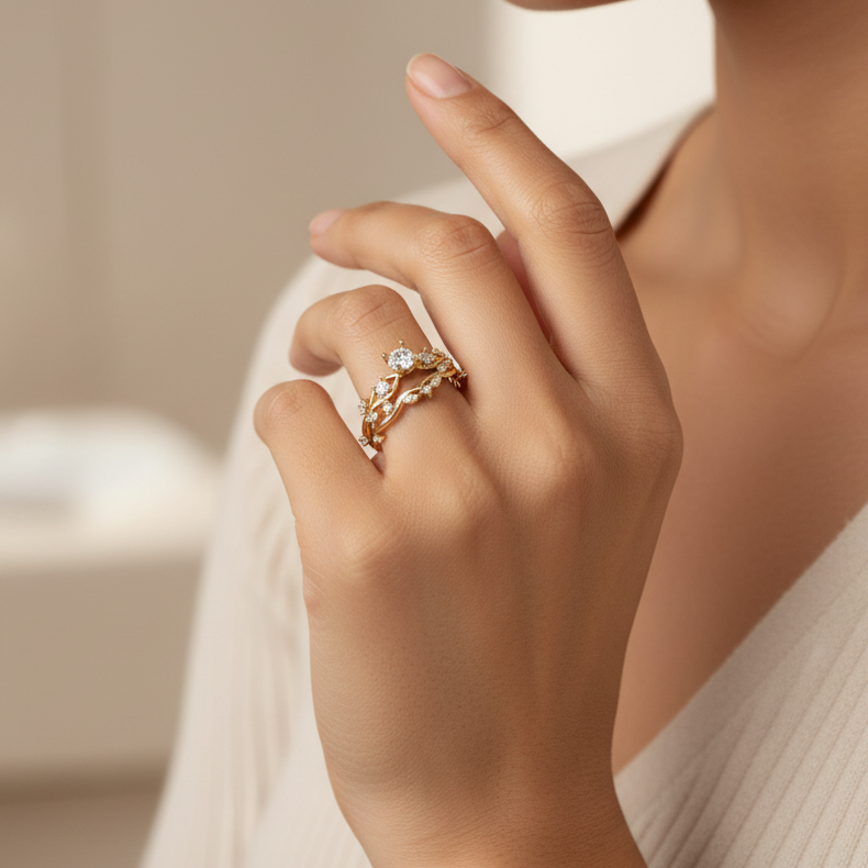 Bague Fiançaille Crowny en Or 18K