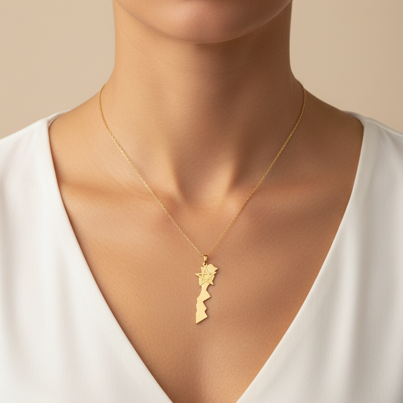 قلادة مغربية من الذهب عيار 18 قيراطًا 