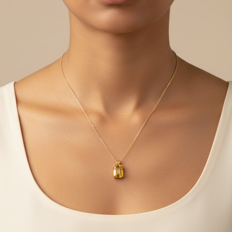 Collier Citrine naturelle en Or 18k