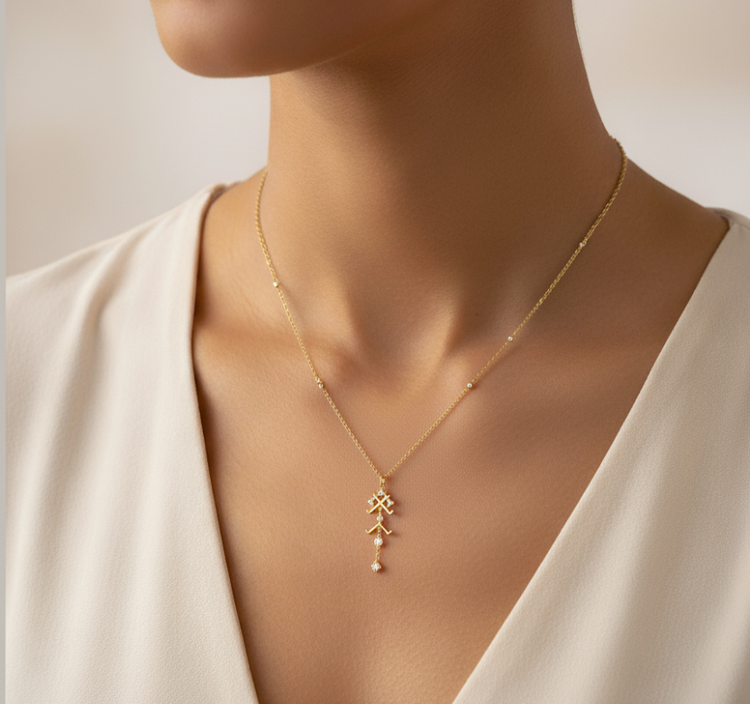 18K Gold Tattoo Necklace