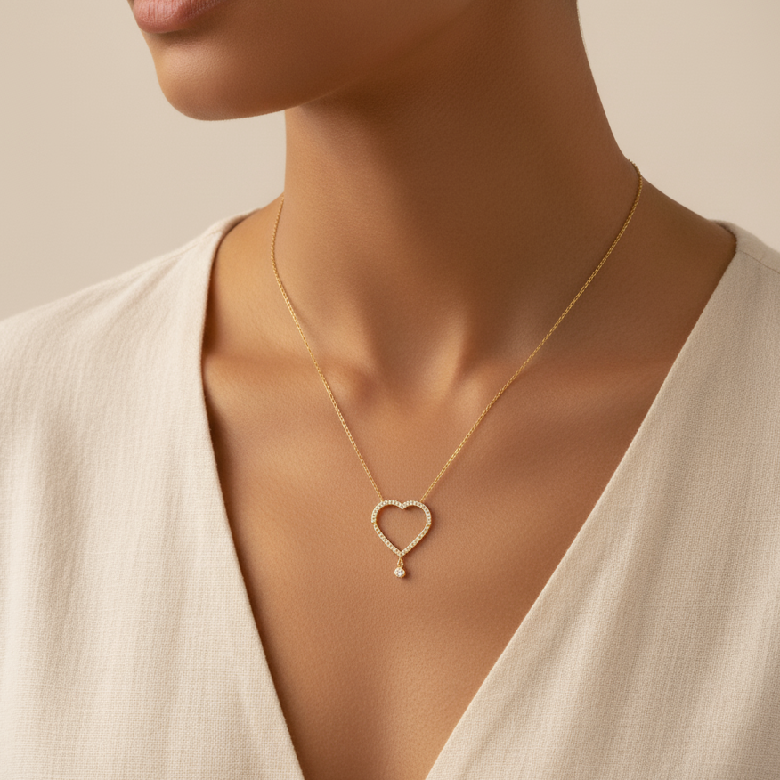 قلادة دمعة الحب من الذهب عيار 18 قيراطًا