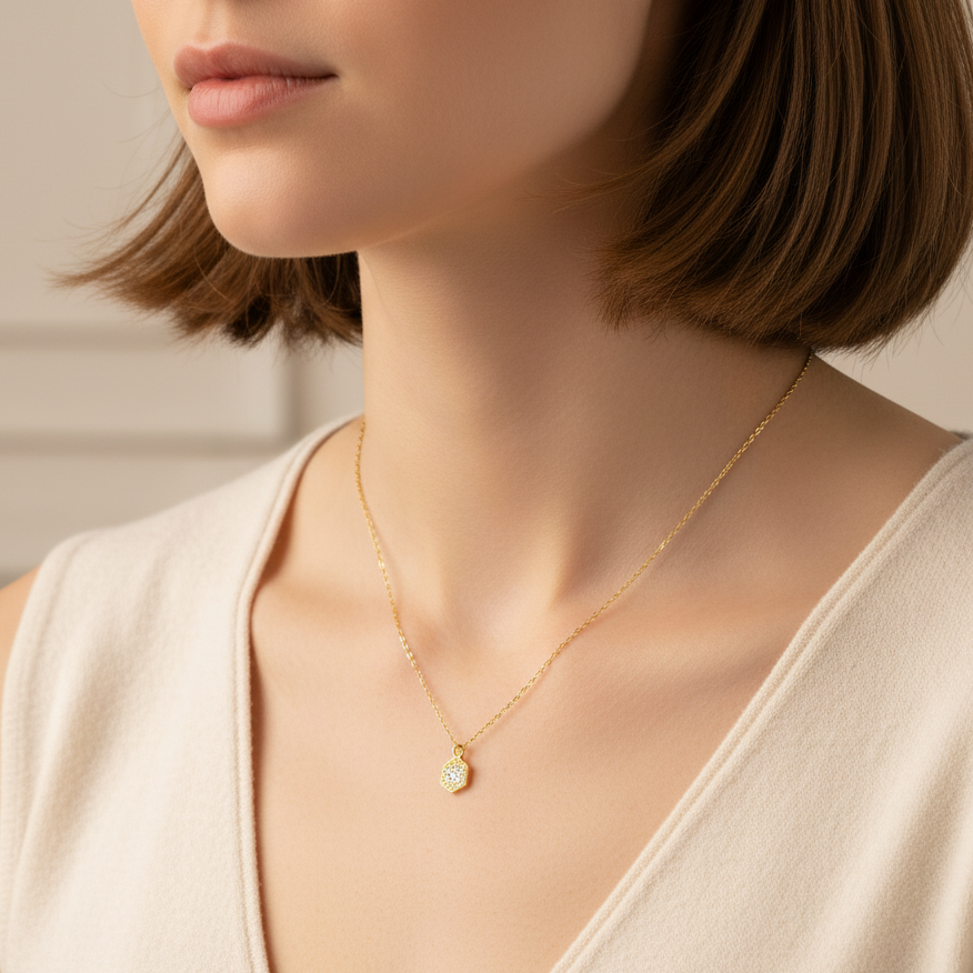 Collier Cristal en Or 18K