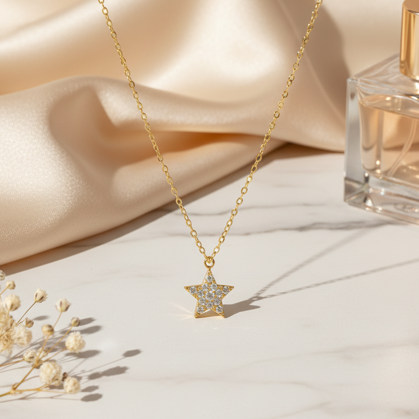 قلادة نجمة من الذهب عيار 18 قيراطًا