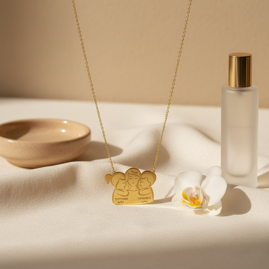 Collier Mom Of 2 Personnalisé en Or 18K