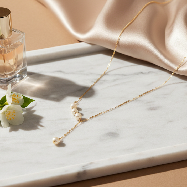 قلادة متدفقة من الذهب عيار 18 قيراطًا