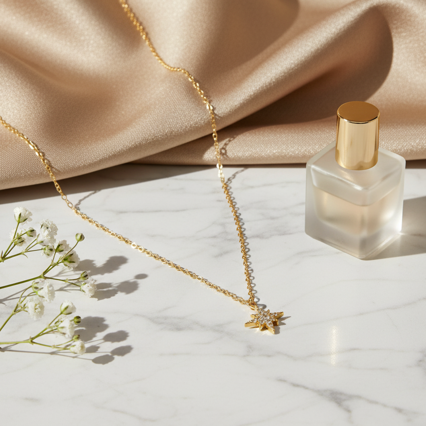 قلادة لامعة من الذهب عيار 18 قيراطًا