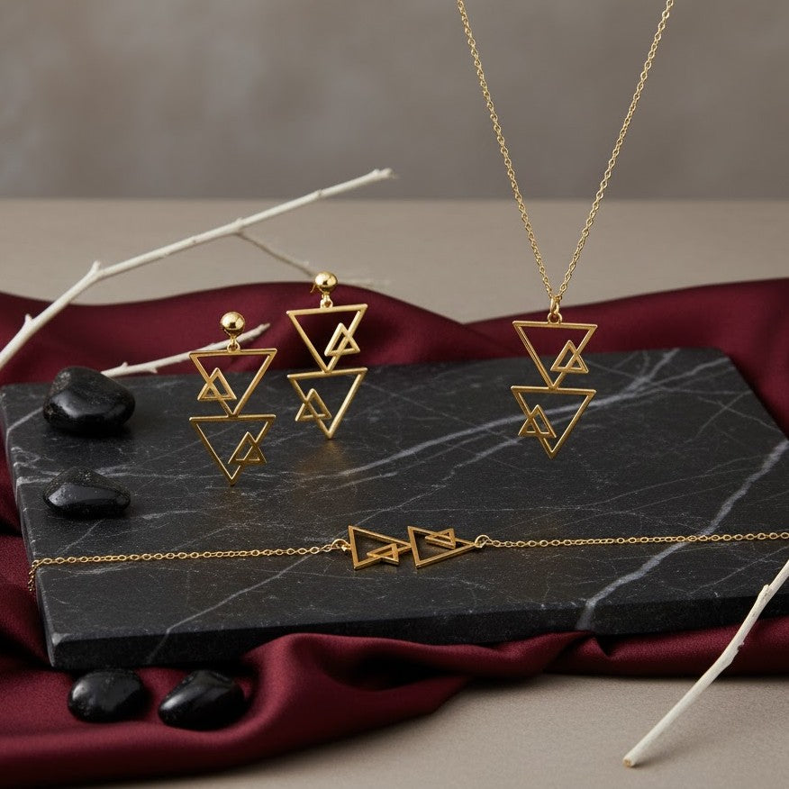 Ensemble Triangle d'OR en Or 18K