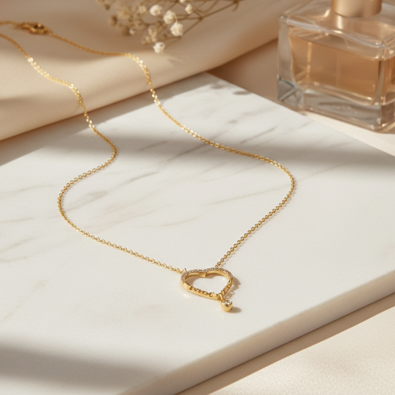 قلادة دمعة الحب من الذهب عيار 18 قيراطًا