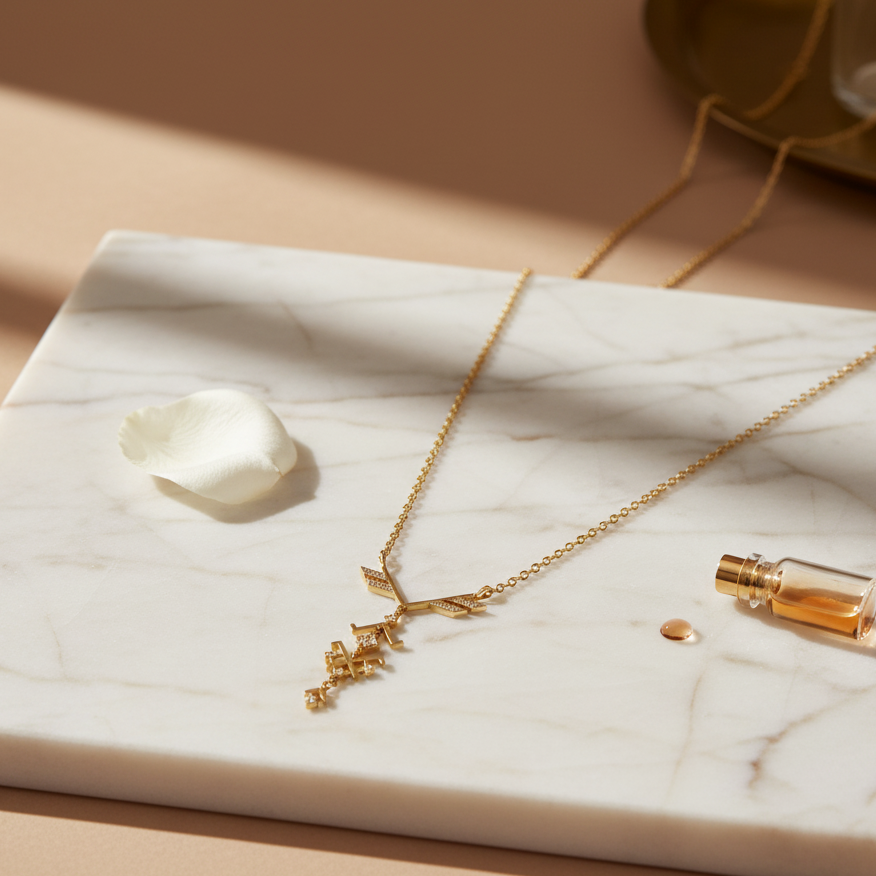 قلادة وشم أسكيون من الذهب عيار 18 قيراطًا 