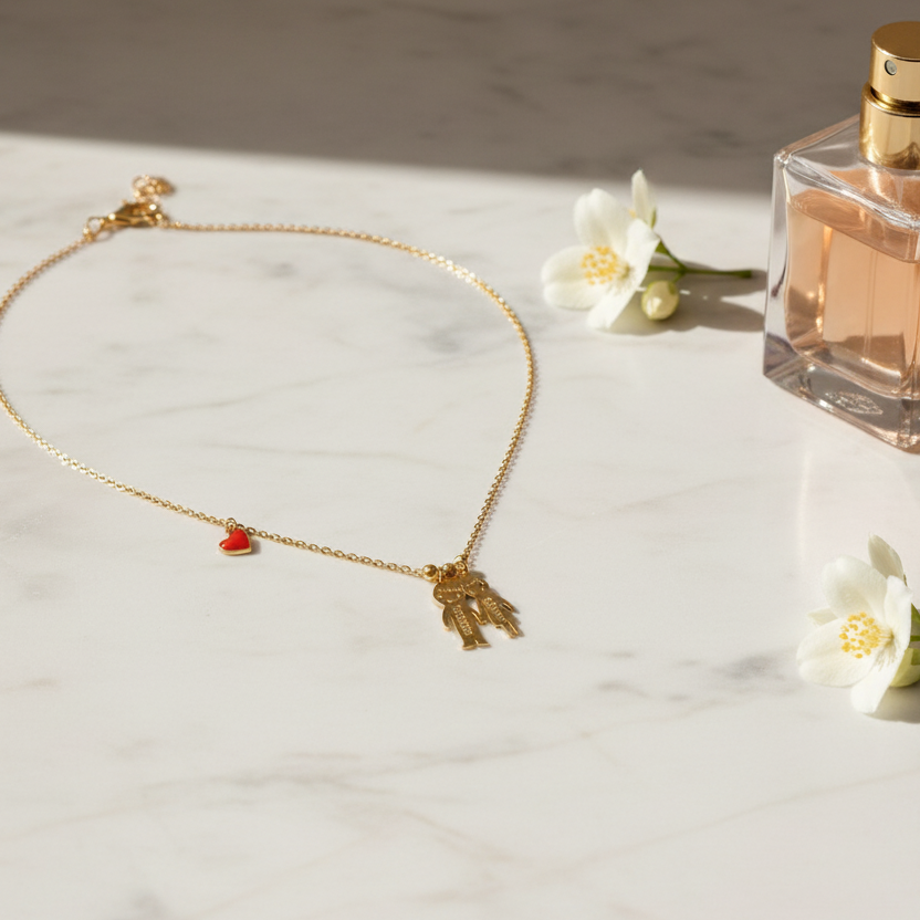 قلادة زوجية من الذهب عيار 18 قيراطًا مخصصة