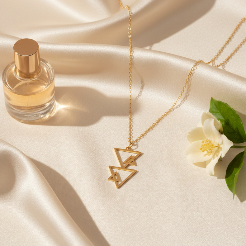 Gold Triangle Necklace in 18K Gold