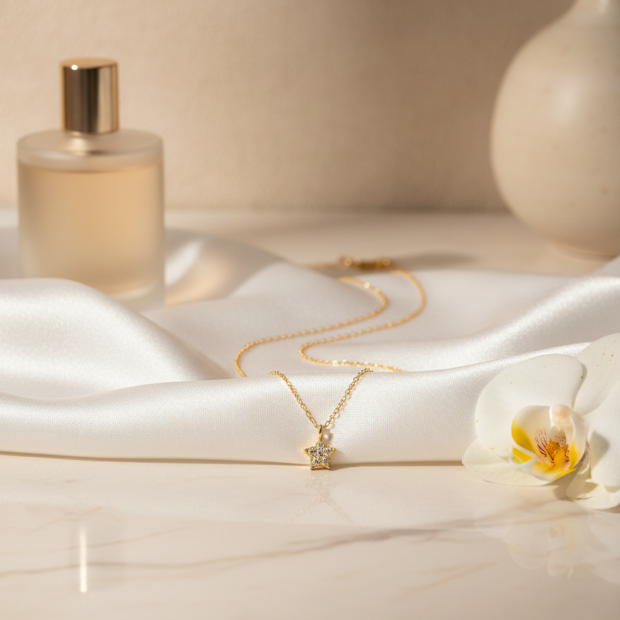 قلادة نجمة (S) من الذهب عيار 18 قيراطًا