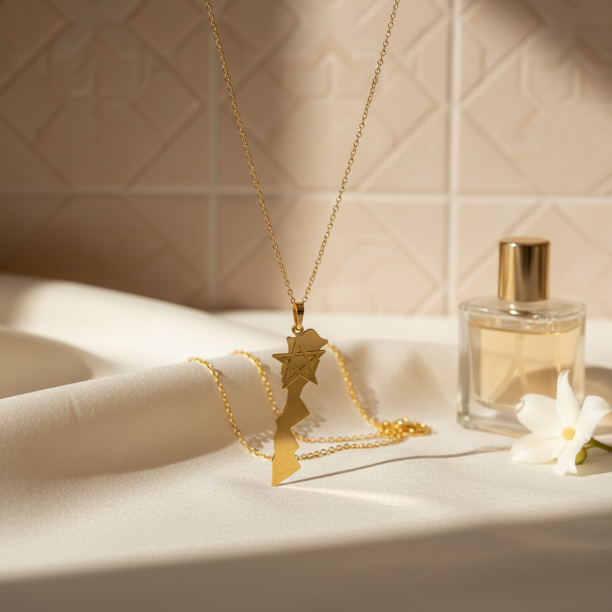 قلادة مغربية من الذهب عيار 18 قيراطًا 