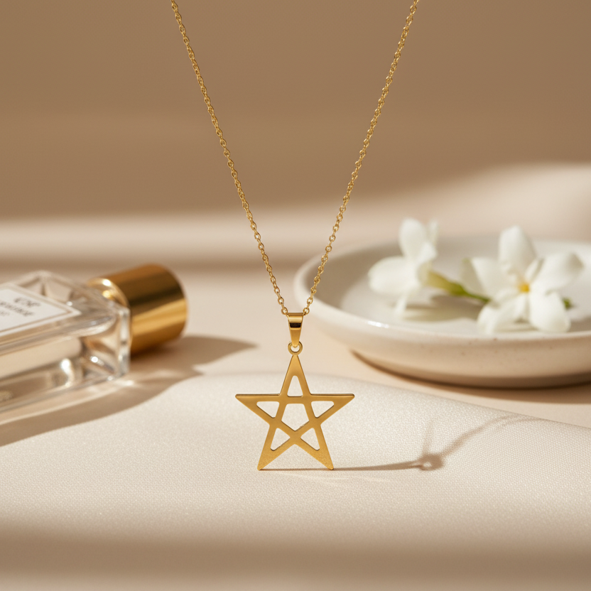 قلادة نجمة من الذهب عيار 18 قيراطًا